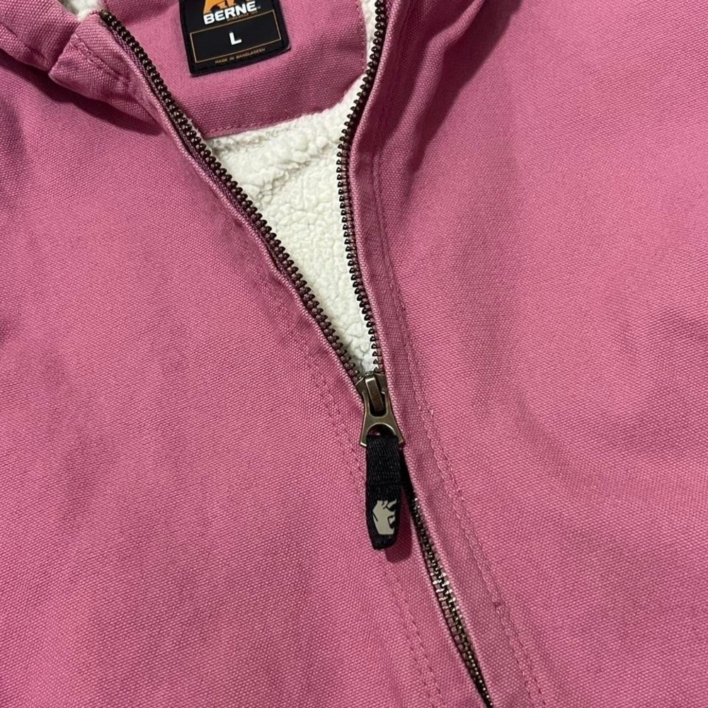 Berne Pink Barn Chore Jacket Womens Coat Size S Sherpa Lined Cotton Canvas - Picture 3 of 7